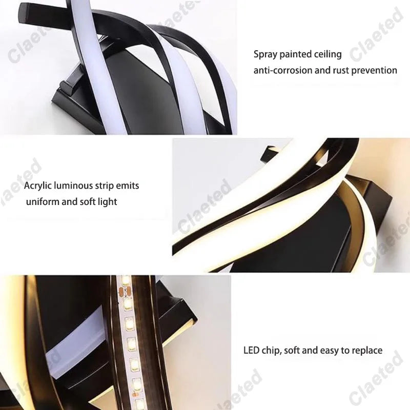 Lâmpada de Parede LED Espiral Curvada – Design Moderno e Elegante para Qualquer Ambiente!