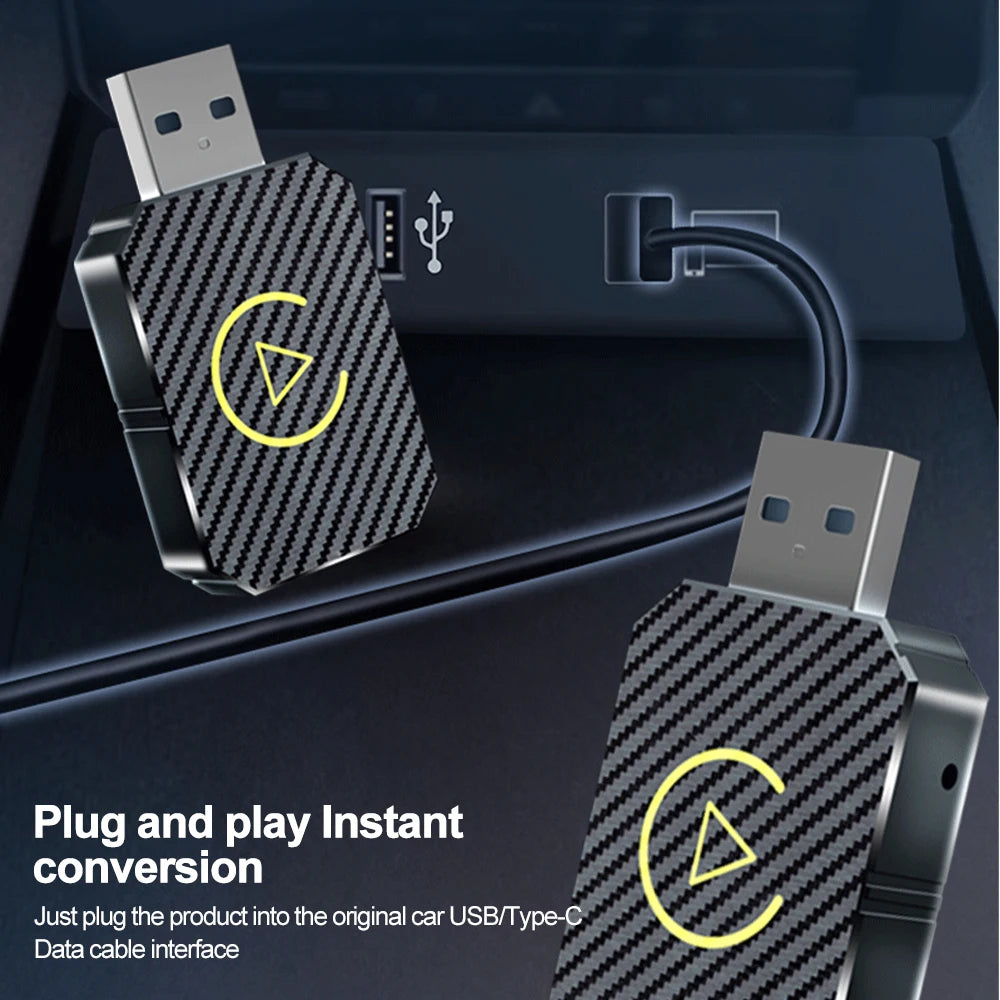 Adaptador 2 em 1 Wireless CarPlay e Android Auto – Conectividade Inteligente Plug &amp; Play para Seu Veículo