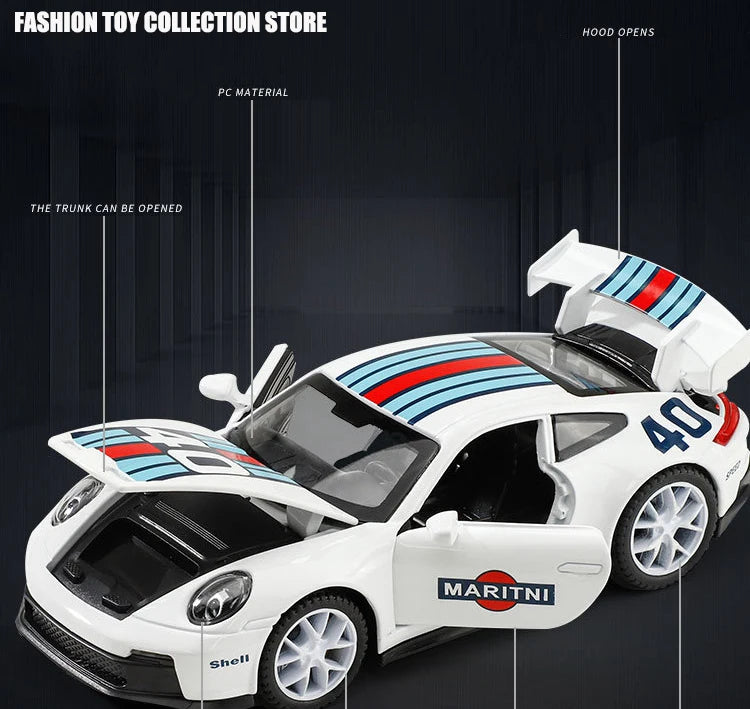 🏎️ Miniatura Porsche 911 GT3 Sport 1:32 MAKEDA – Modelo Esportivo com Luz e Som (Diecast)