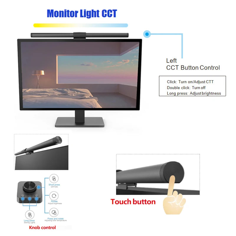 LED Monitor Light Bar for Computer Screen - RGB Atmosphere Table Lamp (44cm)