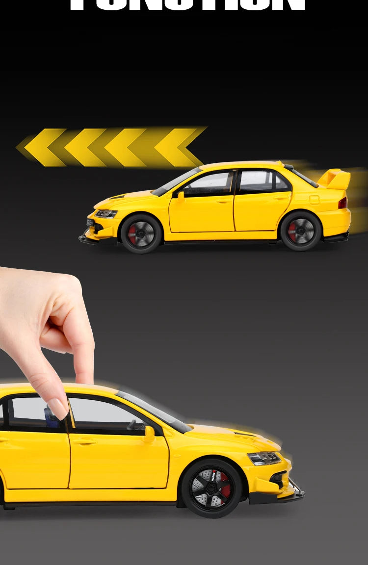 🏎️ Miniatura Mitsubishi Lancer Evolution IX 1:32 Maisto – Supercarro JDM com Luz, Som e Volante à Direita (Diecast)