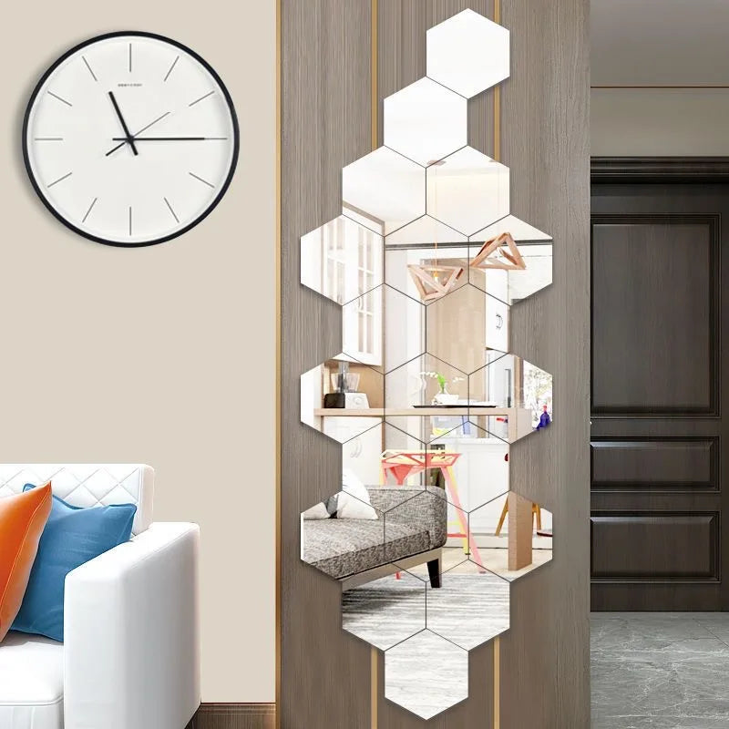 Adesivo de Espelho 3D Hexagonal para Parede - Decoração Moderna e Personalizada