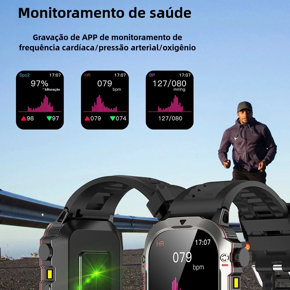Smartwatch Esportivo 2.01" com Monitor de Saúde e Chamadas Bluetooth
