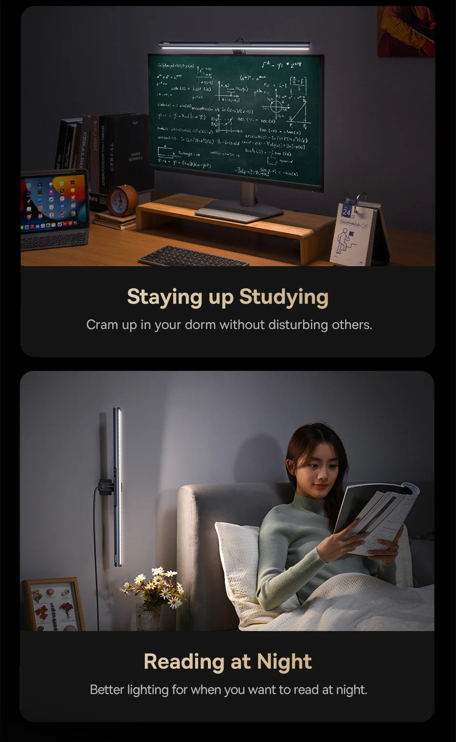 Luminária Magnética Baseus para Tela de Computador – Luz de Mesa LED Ajustável, Controle por Toque e Iluminação para Leitura