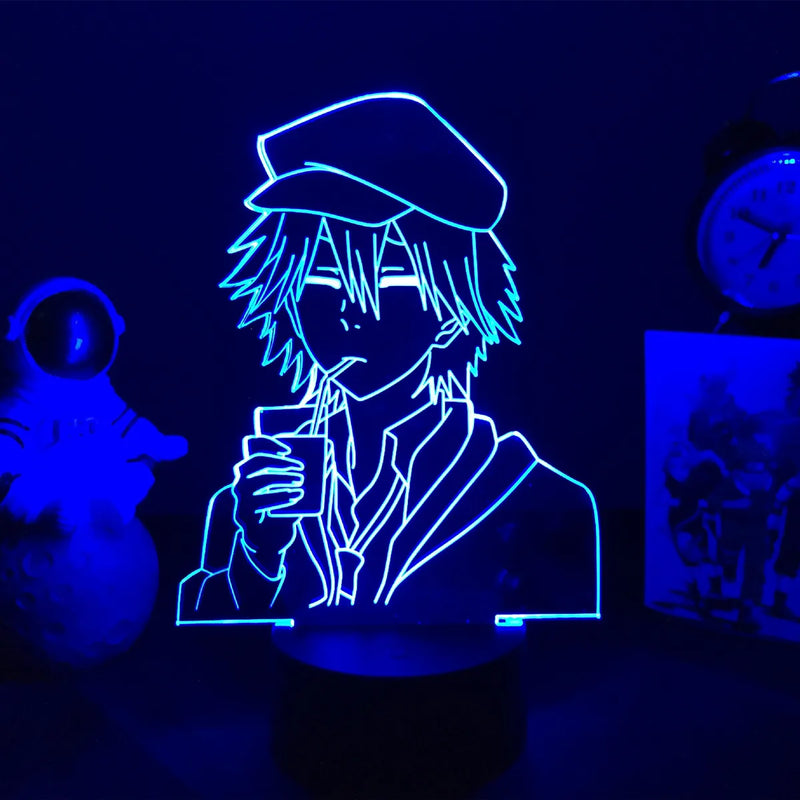 Luminária 3D LED Bungo Stray Dogs – Decoração Anime para Quarto, Presente Criativo