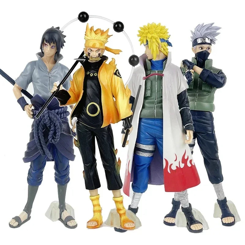 Figura de Ação Naruto Shippuden Bandai - Uchiha Sasuke, Hatake Kakashi, Namikaze Minato (20cm)