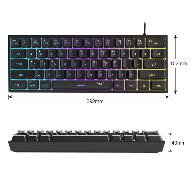 MageGee Mini 60% Gaming Keyboard – Teclado Compacto e Ergonômico com Retroiluminação RGB