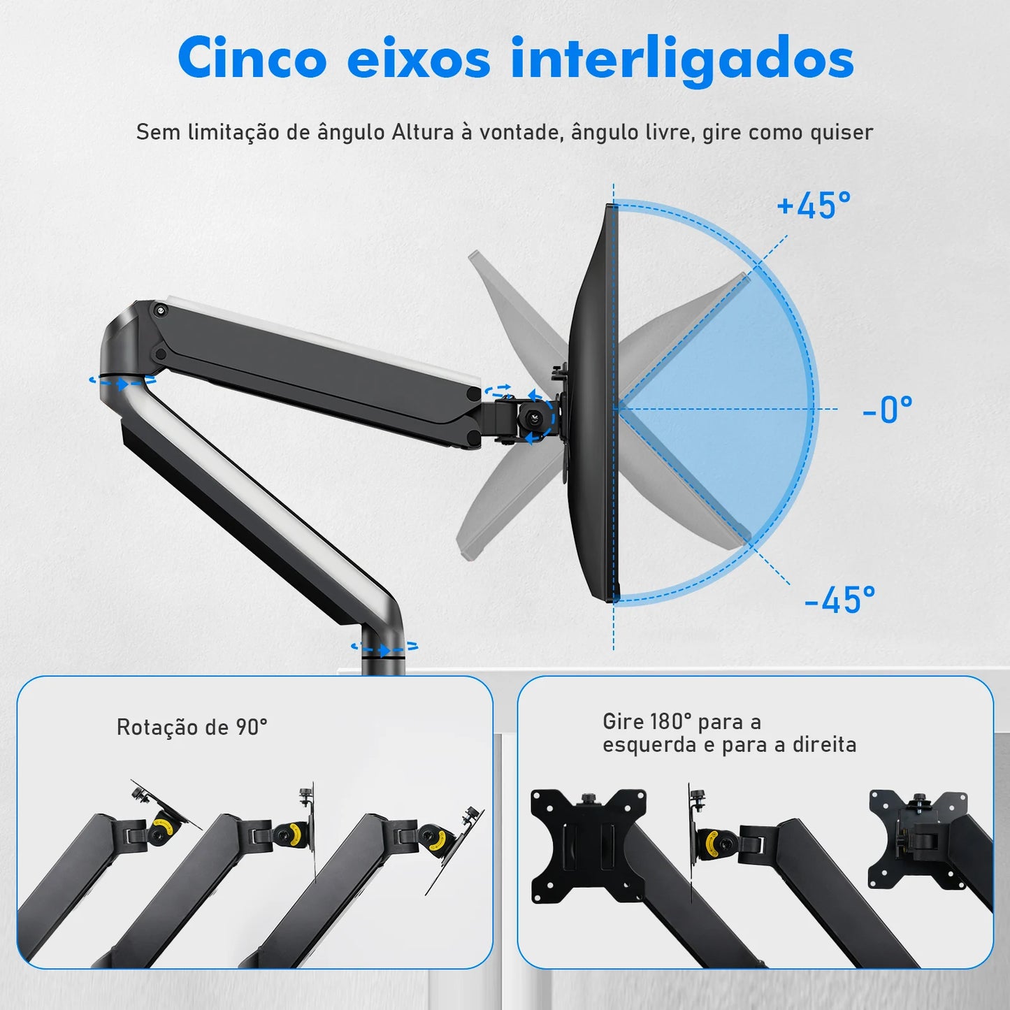 Suporte Articulado para Monitor Duplo – Suporte de Braço para Monitor de 17 a 27 Polegadas