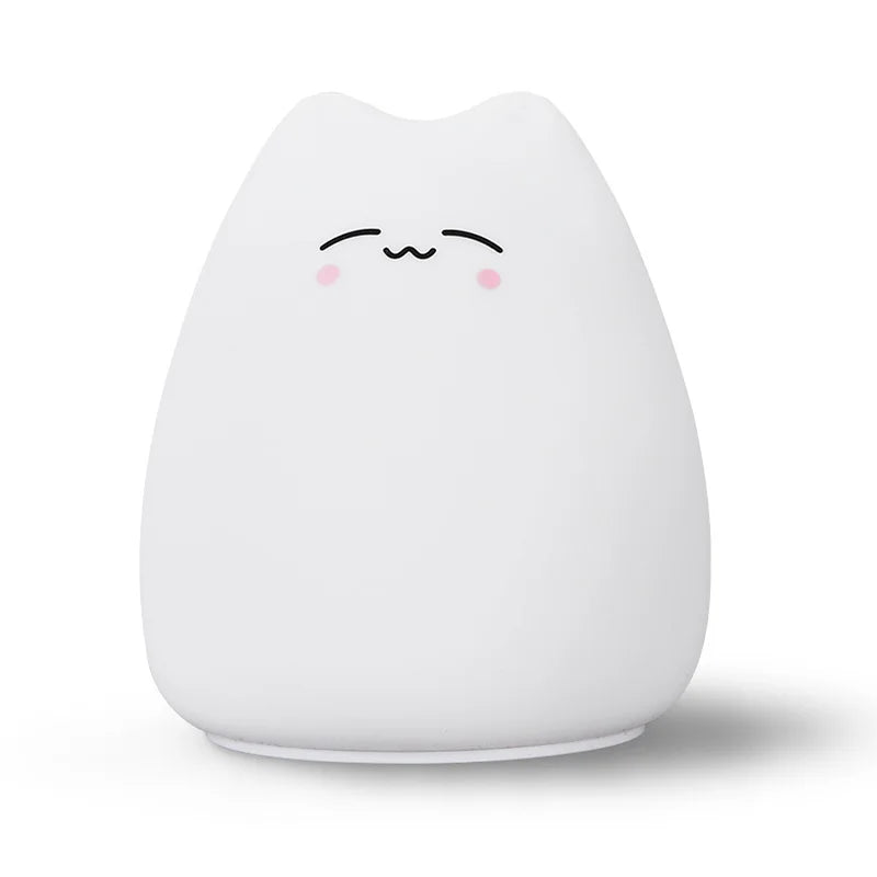 Luminária Noturna Kawaii de Gato – Toque para Troca de Cores, Proteção para os Olhos e Iluminação Suave