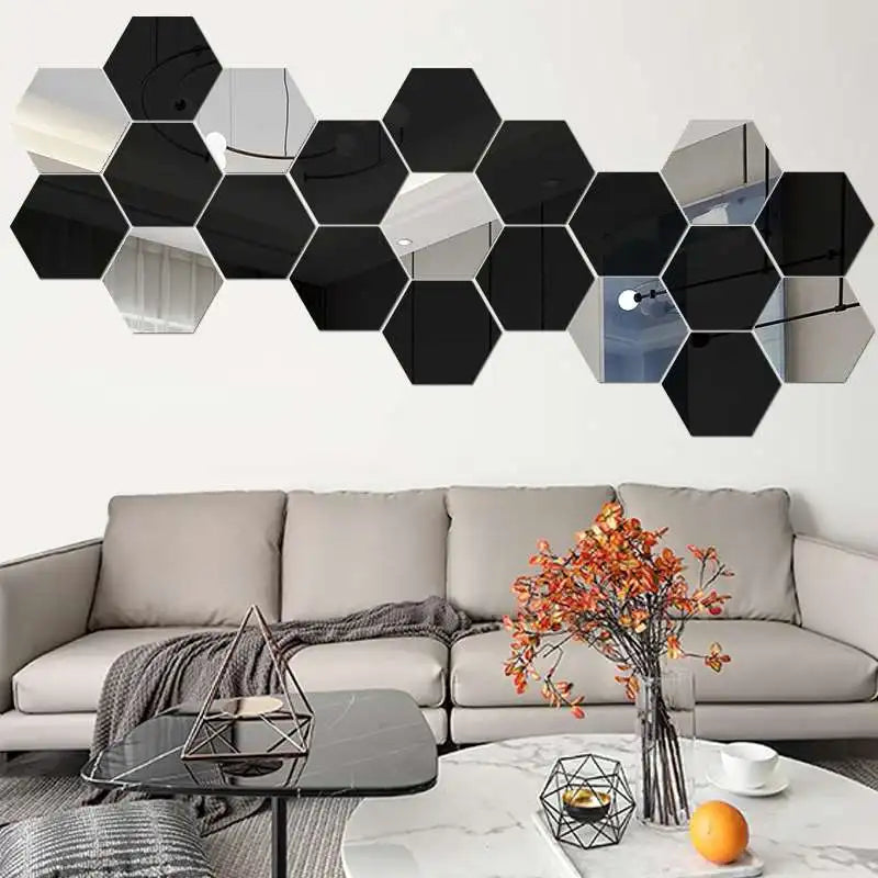 Adesivo de Espelho 3D Hexagonal para Parede - Decoração Moderna e Personalizada