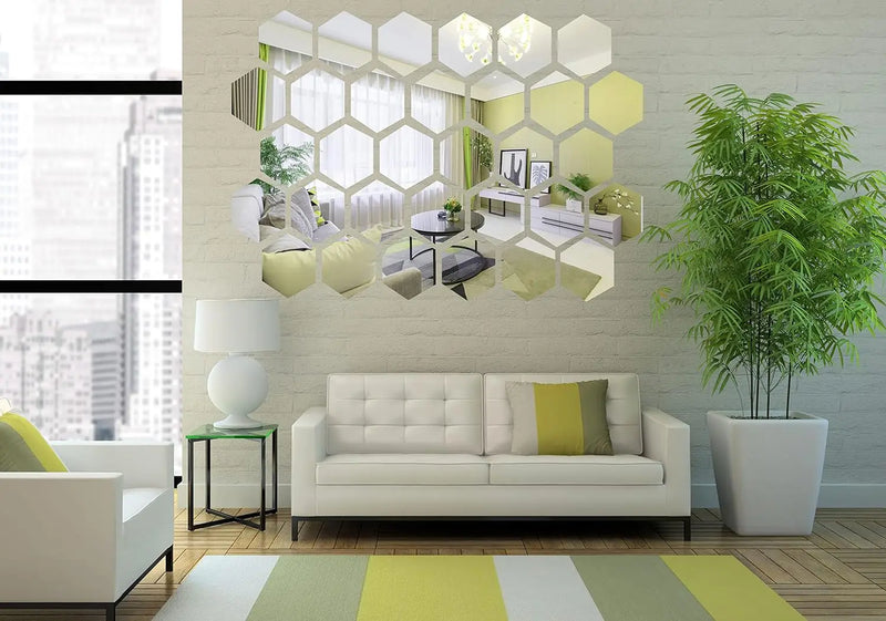 Adesivo de Espelho 3D Hexagonal para Parede - Decoração Moderna e Personalizada