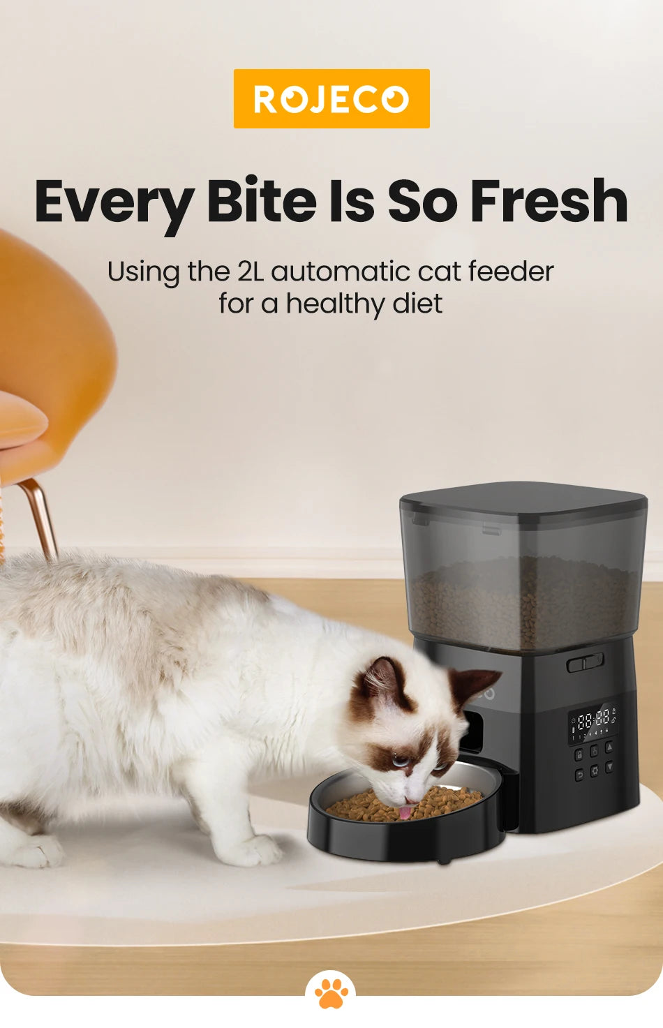 Alimentador Automático ROJECO para Gatos e Cães!