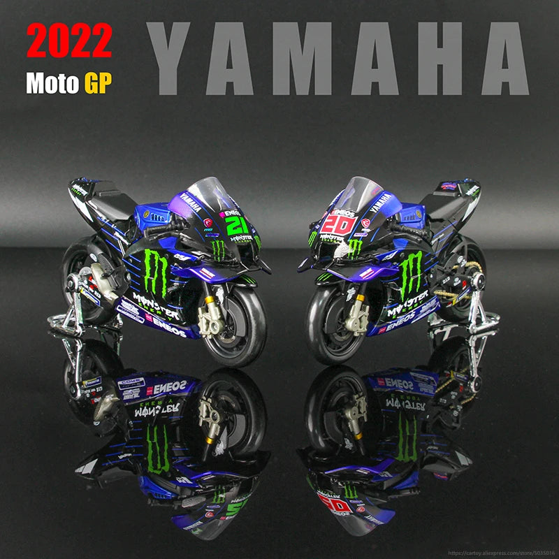 🏍️ Miniatura Moto Yamaha Factory Racing Team 2022 1:18 Maisto – Modelos #21 Morbidelli e #20 Quartararo (Diecast)