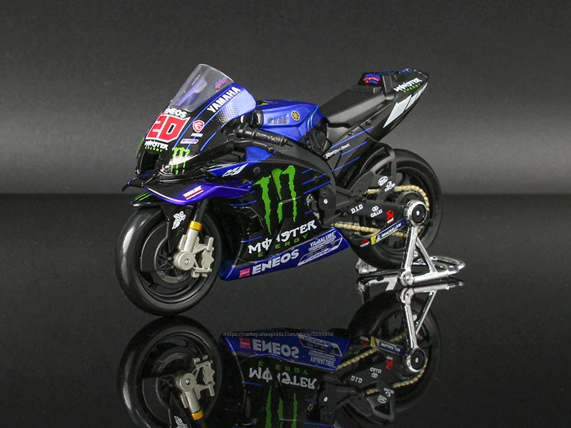 🏍️ Miniatura Moto Yamaha Factory Racing Team 2022 1:18 Maisto – Modelos #21 Morbidelli e #20 Quartararo (Diecast)