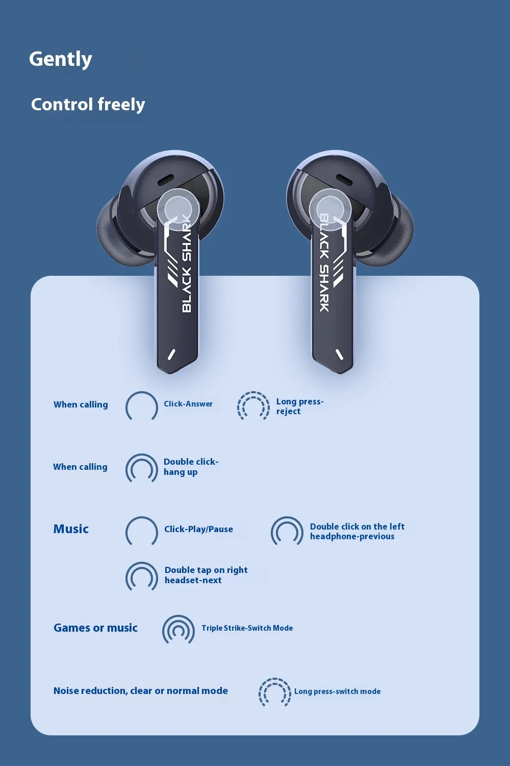 Black Shark JoyBuds Plus – Fones Bluetooth 5.4 para Games e Esportes