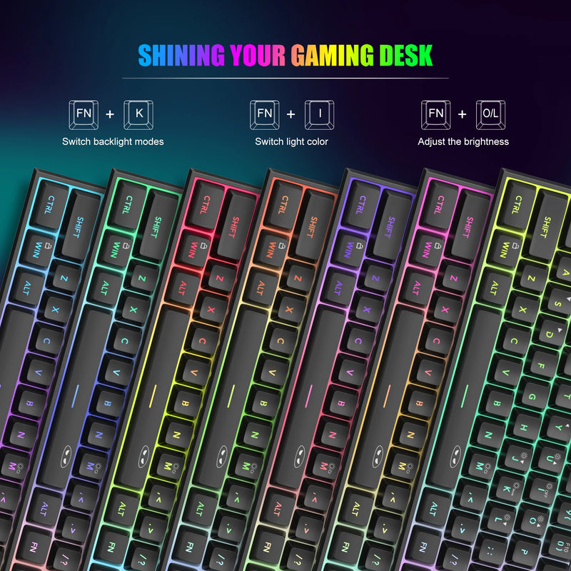 MageGee Mini 60% Gaming Keyboard – Teclado Compacto e Ergonômico com Retroiluminação RGB