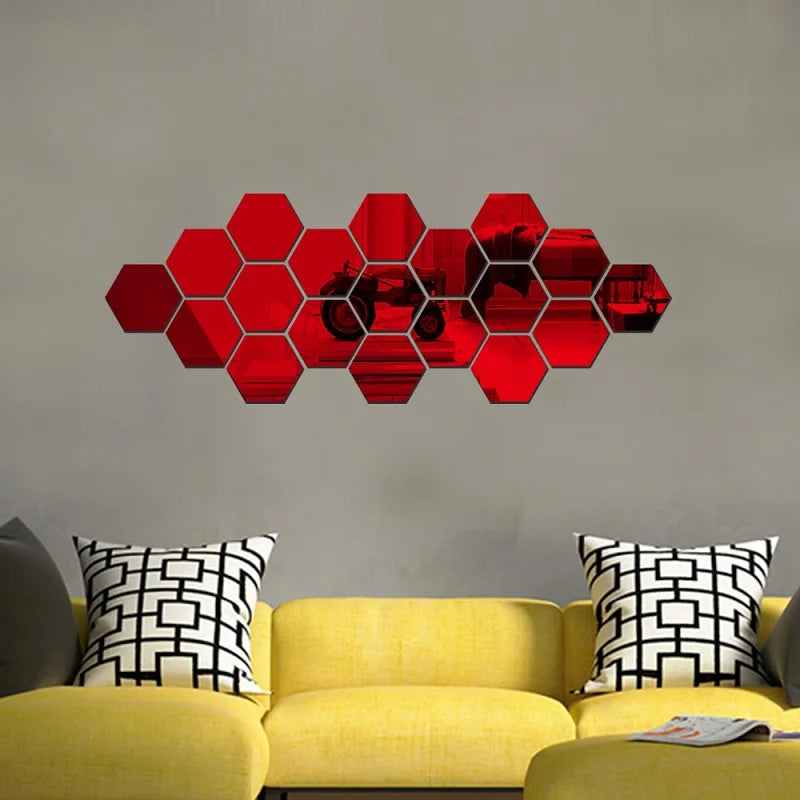 Adesivo de Espelho 3D Hexagonal para Parede - Decoração Moderna e Personalizada