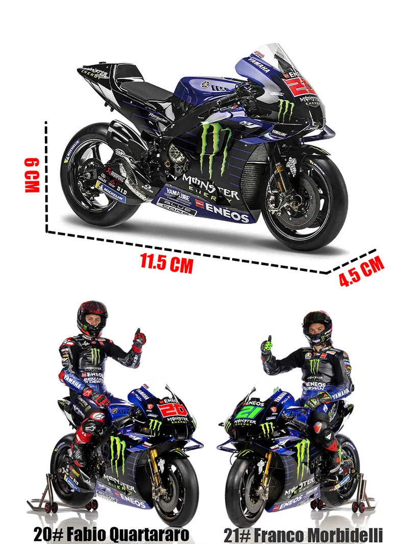 🏍️ Miniatura Moto Yamaha Factory Racing Team 2022 1:18 Maisto – Modelos #21 Morbidelli e #20 Quartararo (Diecast)