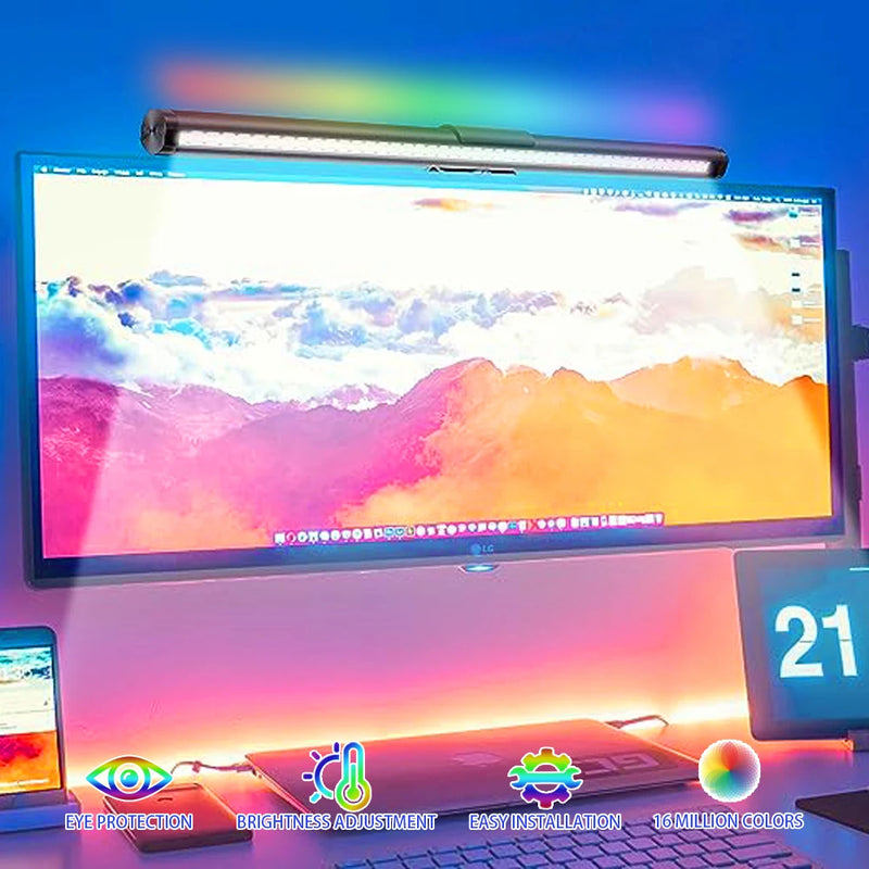 LED Monitor Light Bar for Computer Screen - RGB Atmosphere Table Lamp (44cm)