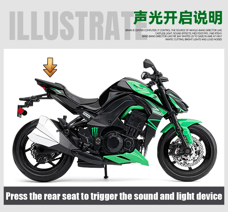 1:12 Kawasaki Z1000 Street Cars Motorcycle Diecast Model Car Alloy Metal With Base Display Collections Hobby Home Decoration Boy