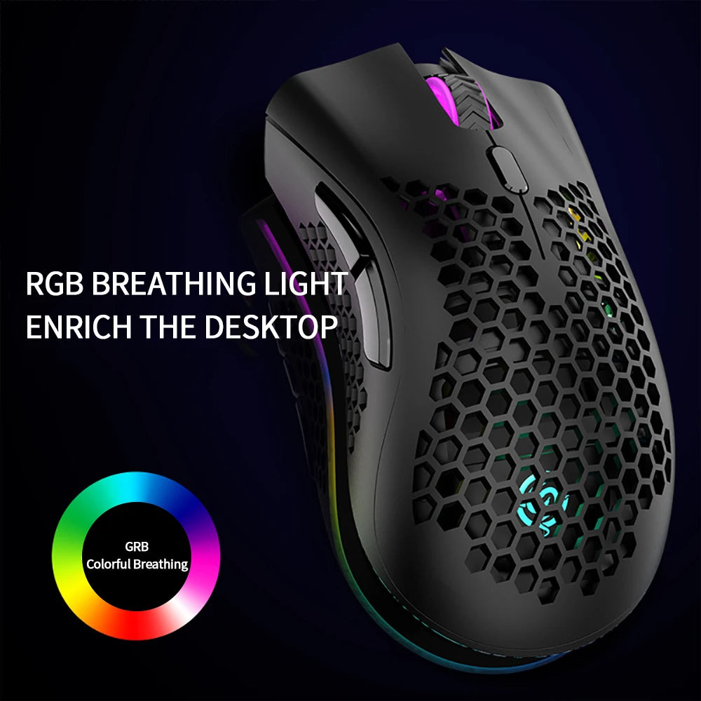 Mouse Gamer BM600 Recarregável com Iluminação RGB e Conexão Sem Fio 2.4Ghz