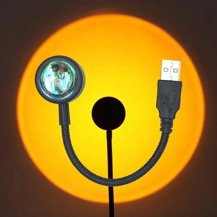 Lâmpada de Pôr do Sol USB - Iluminação LED Arco-Íris para Decoração de Ambiente