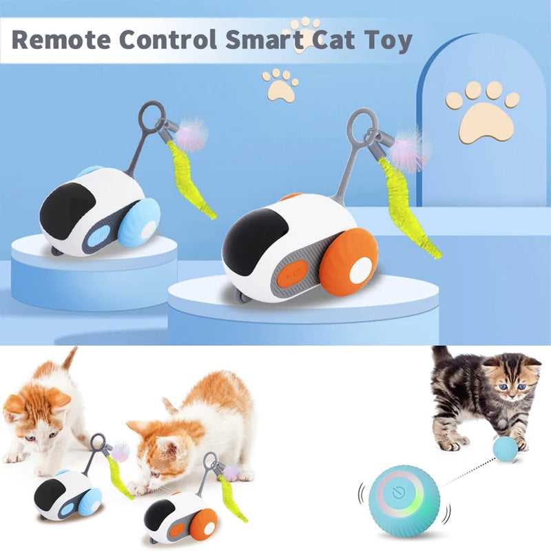 Brinquedo Interativo para Gatos - Carro de Controle Remoto com Rato Automático para Animais de Estimação