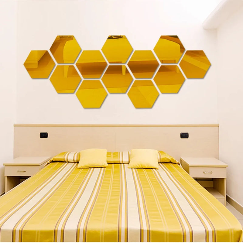 Adesivo de Espelho 3D Hexagonal para Parede - Decoração Moderna e Personalizada