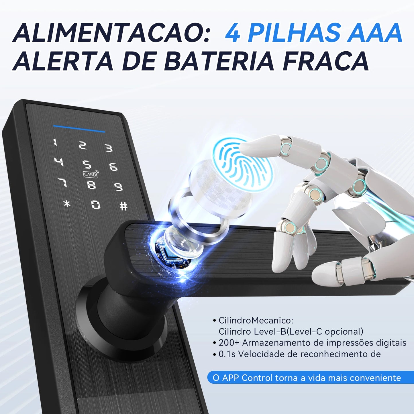 Fechadura Digital Tuya X1 Wi-Fi com Câmera, Biometria e Reconhecimento de Veia | Desbloqueio por App, Senha, Cartão e Chave | IP66 à Prova d’Água