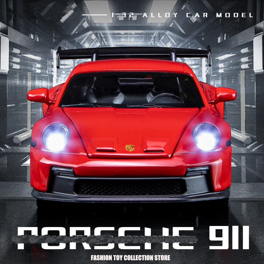 🏎️ Miniatura Porsche 911 GT3 Sport 1:32 MAKEDA – Modelo Esportivo com Luz e Som (Diecast)