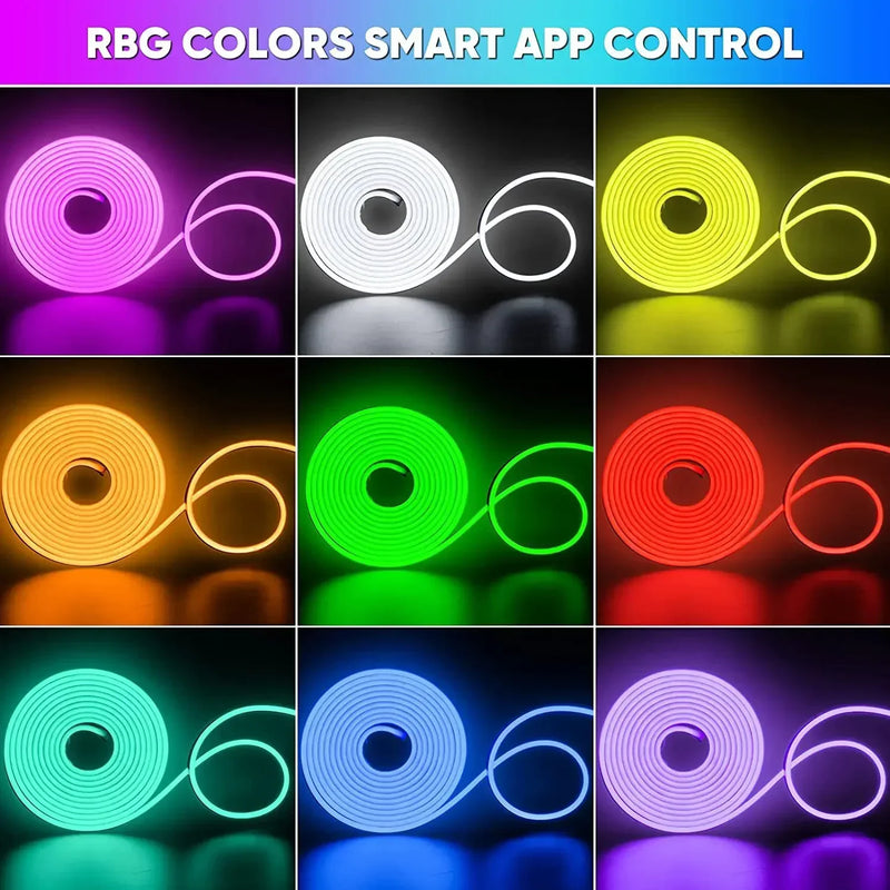 Faixa de LED Neon RGB 1/2/3/5M - IP65 à Prova d'Água, Controle Remoto via App Tuya