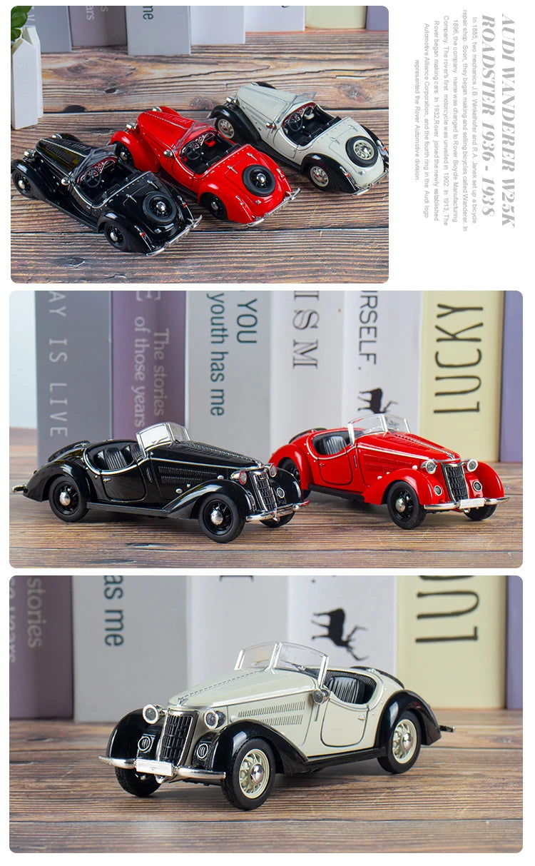 1: 32 WANDERER W25KROADSTER Alloy Car Model High Simulation Diecasts Toy With Sound and Light Pull Back Vehicles Decoration Toys