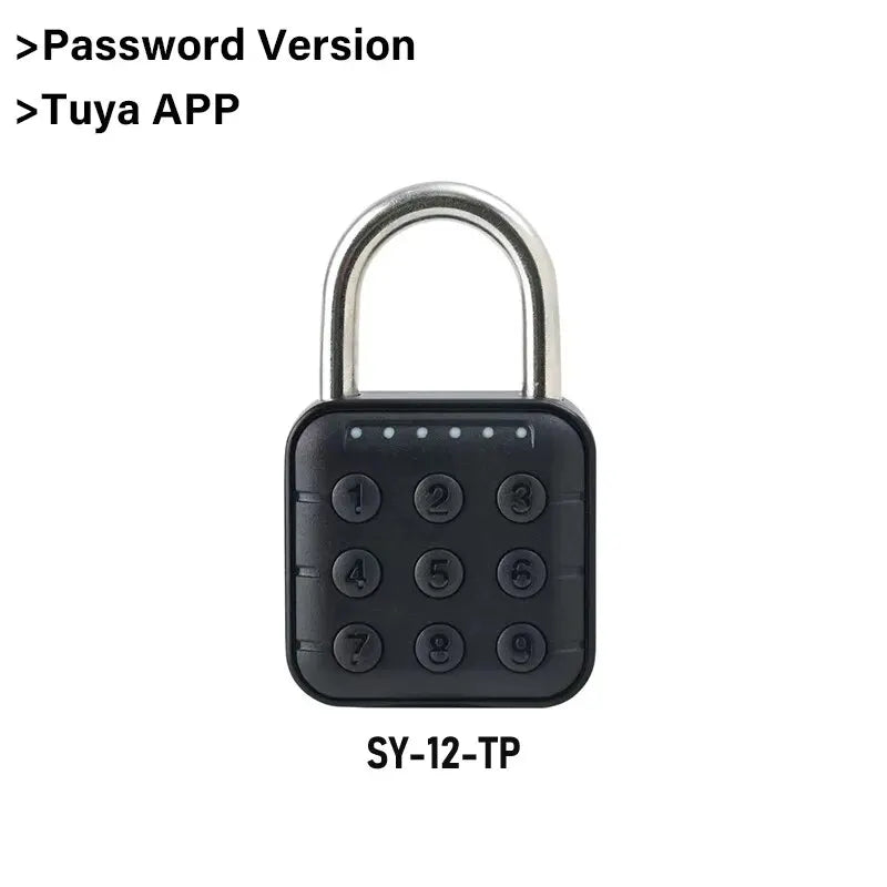 Cadeado Eletrônico Inteligente RAYKUBE SY-12 – Com Bluetooth, Leitor de Digital e Senha Temporária | Cadeado à Prova d’Água IP66 com Controle via App Tuya
