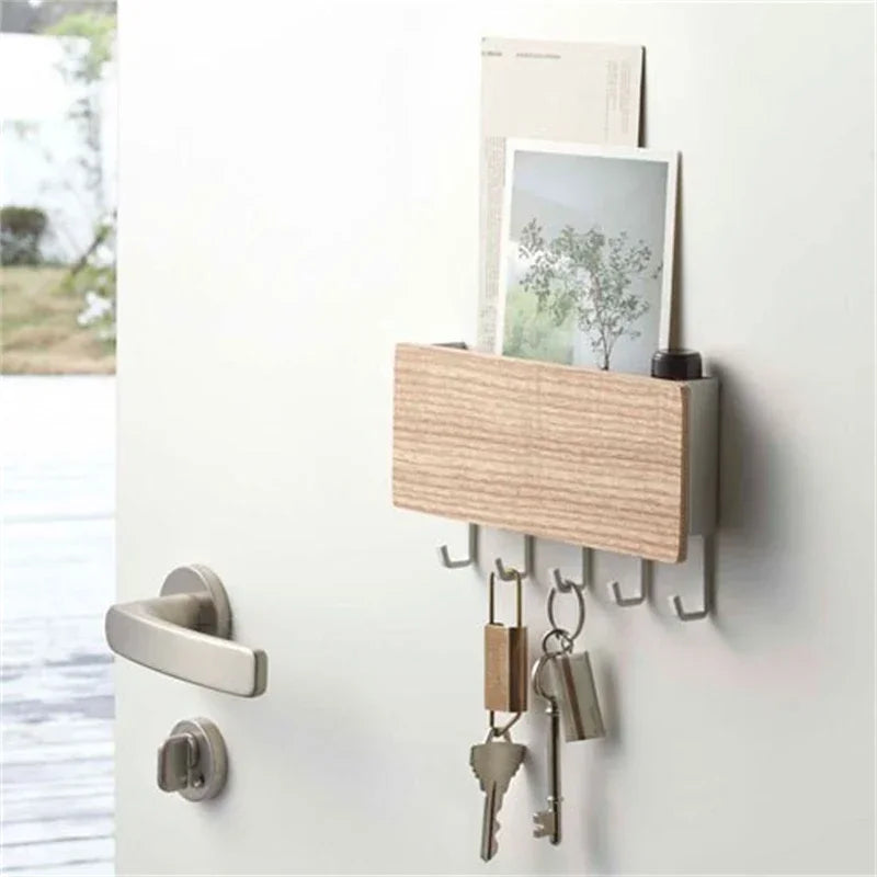 Porta-Chaves de Parede em Bambu com 6 Ganchos – Suporte Organizador Decorativo para Chaves, Casacos e Acessórios | Estilo e Funcionalidade no Seu Lar