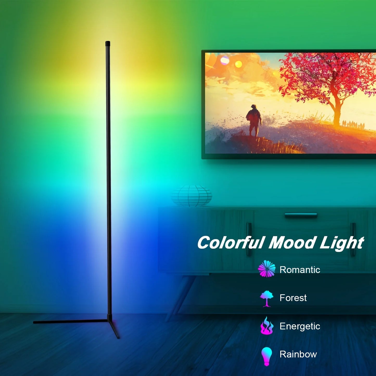 Lâmpada de Chão RGB Dream Color com Sincronização Musical – Mudança de Cor com 16 Milhões de Opções para Quarto e Sala de Estar