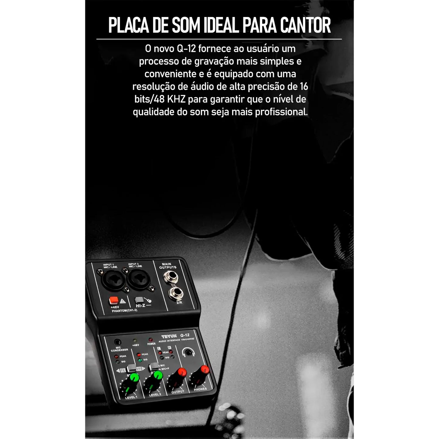TEYUN Professional Sound Card Audio Mixer – Mixer de Áudio para Estúdio e Gravação ao Vivo
