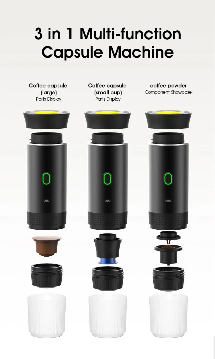 Máquina de Café Expresso Portátil Elétrica 3 em 1 – Ideal para Carro, Casa e Viagens