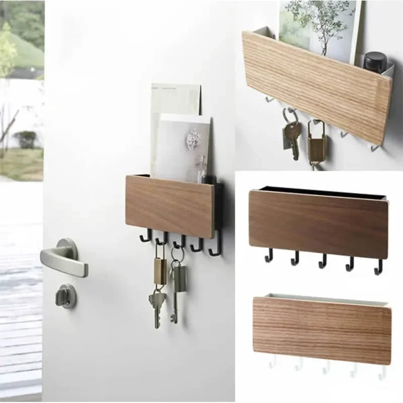 Porta-Chaves de Parede em Bambu com 6 Ganchos – Suporte Organizador Decorativo para Chaves, Casacos e Acessórios | Estilo e Funcionalidade no Seu Lar