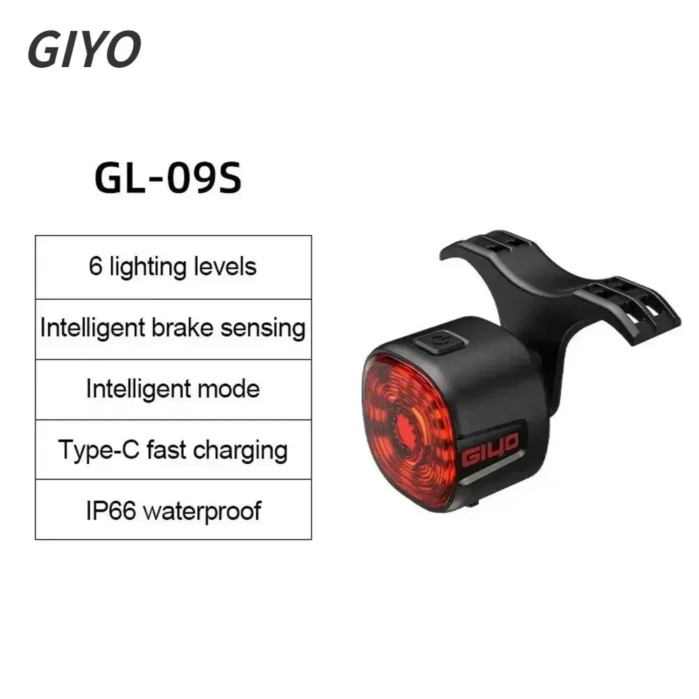 Luz Traseira Inteligente para Bicicleta GIYO – Segurança e Visibilidade com Sensor Automático