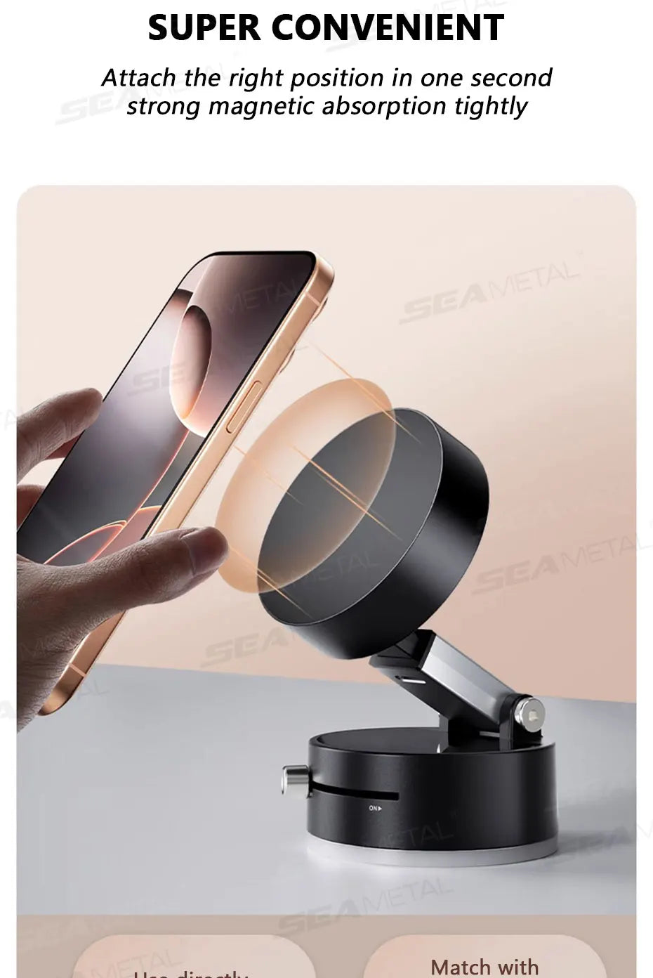 Suporte Magnético SEAMETAL para Celular – Fixação Forte e Estável