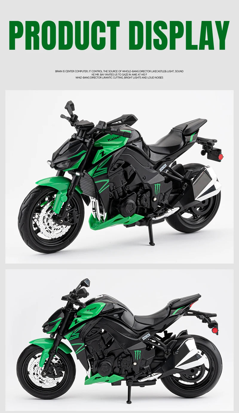 1:12 Kawasaki Z1000 Street Cars Motorcycle Diecast Model Car Alloy Metal With Base Display Collections Hobby Home Decoration Boy