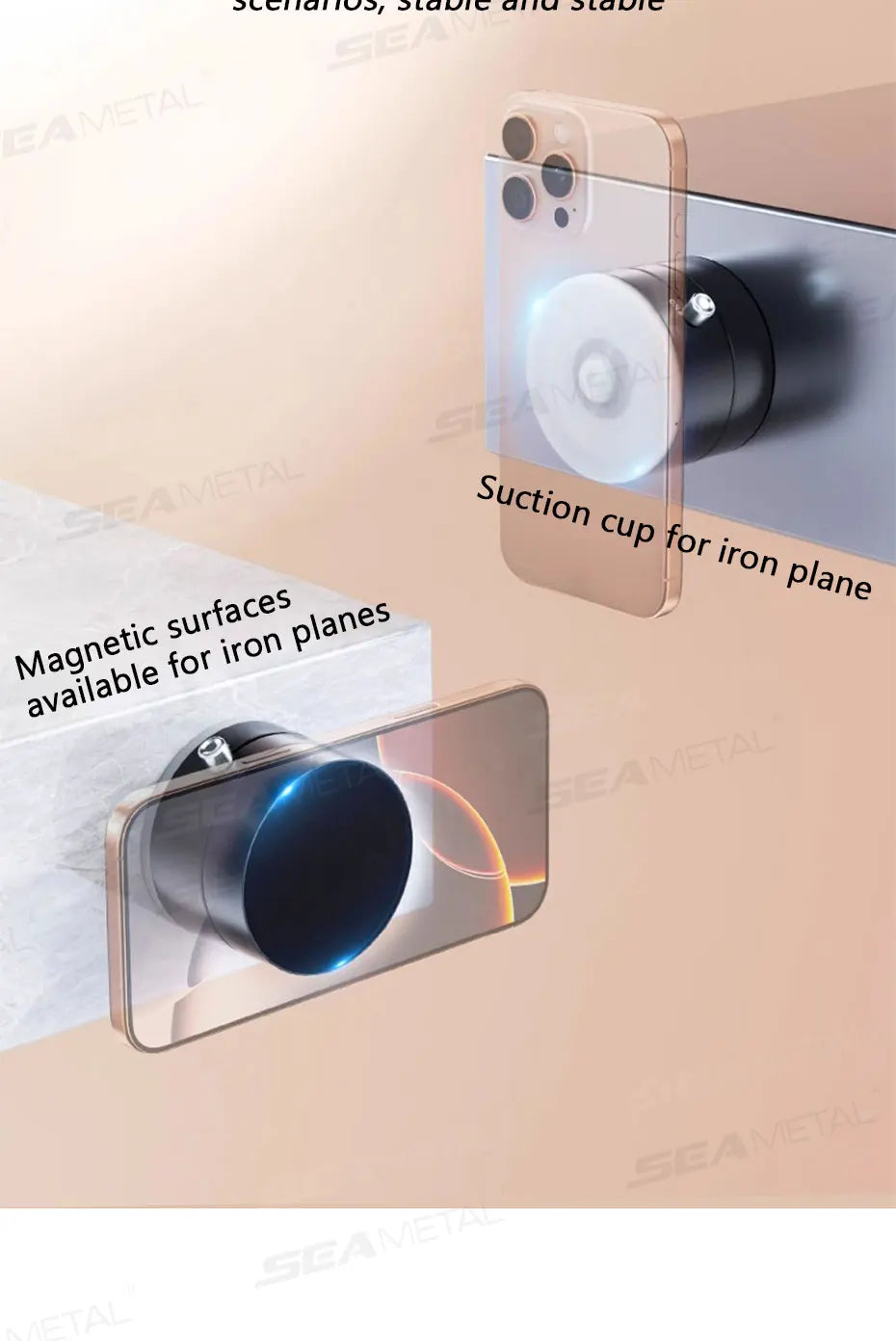 Suporte Magnético SEAMETAL para Celular – Fixação Forte e Estável
