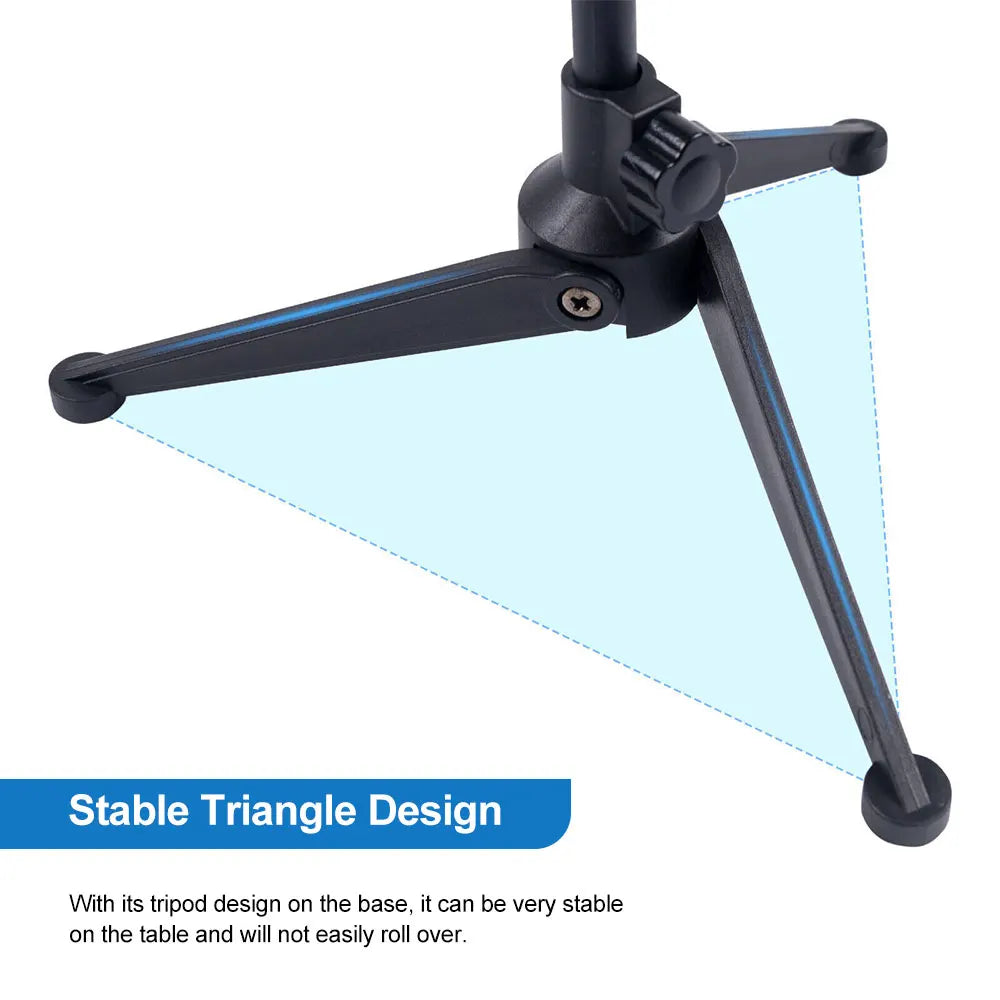 Suporte de Microfone Ajustável – Tripé Portátil para Mesa | Compacto e Leve!