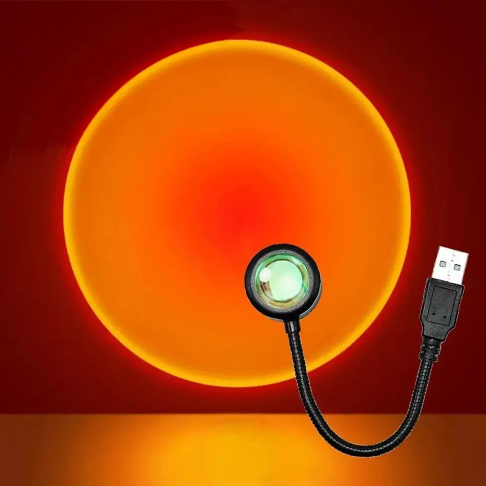 Lâmpada de Pôr do Sol USB - Iluminação LED Arco-Íris para Decoração de Ambiente