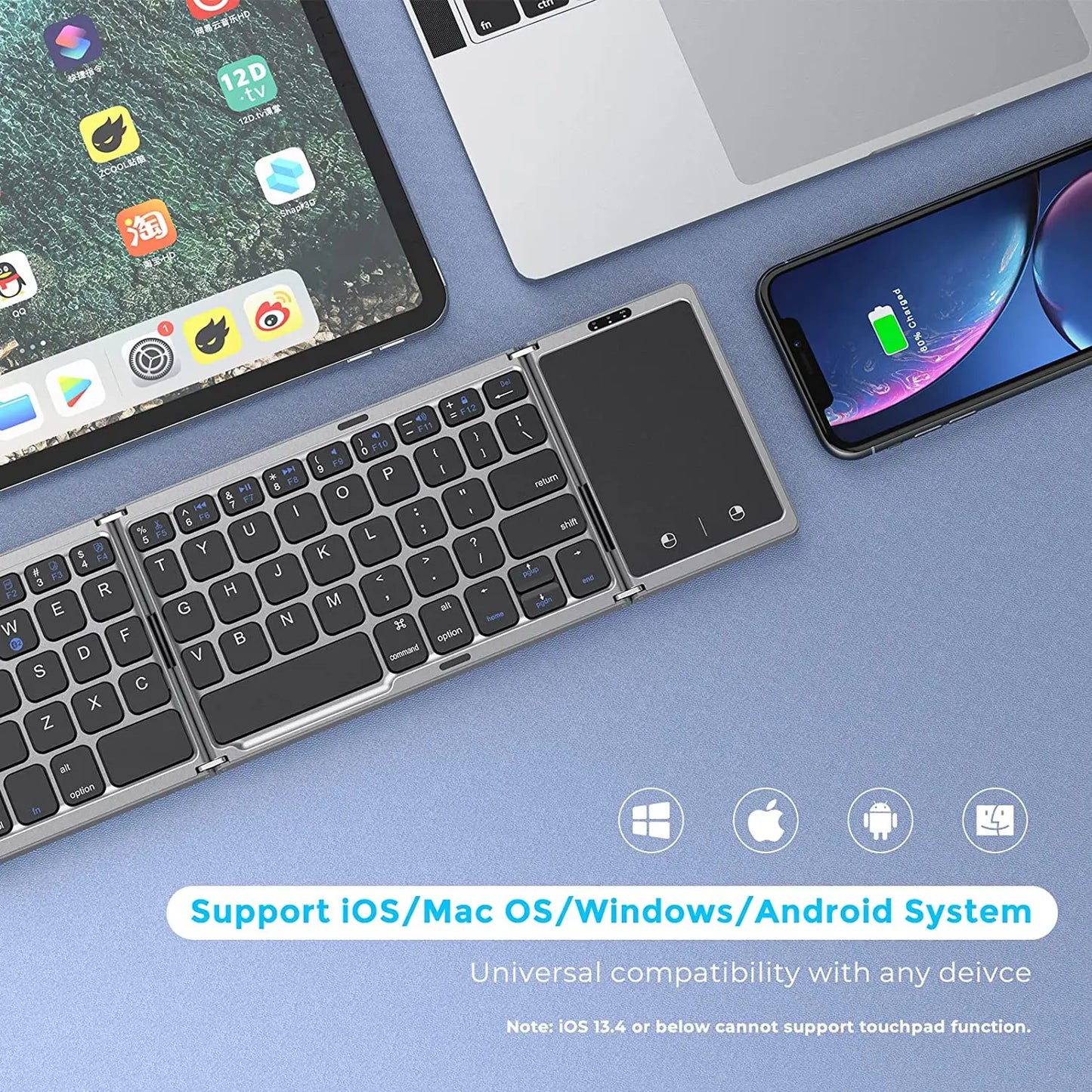 Teclado Dobrável Sem Fio Seenda – Compacto e Portátil!
