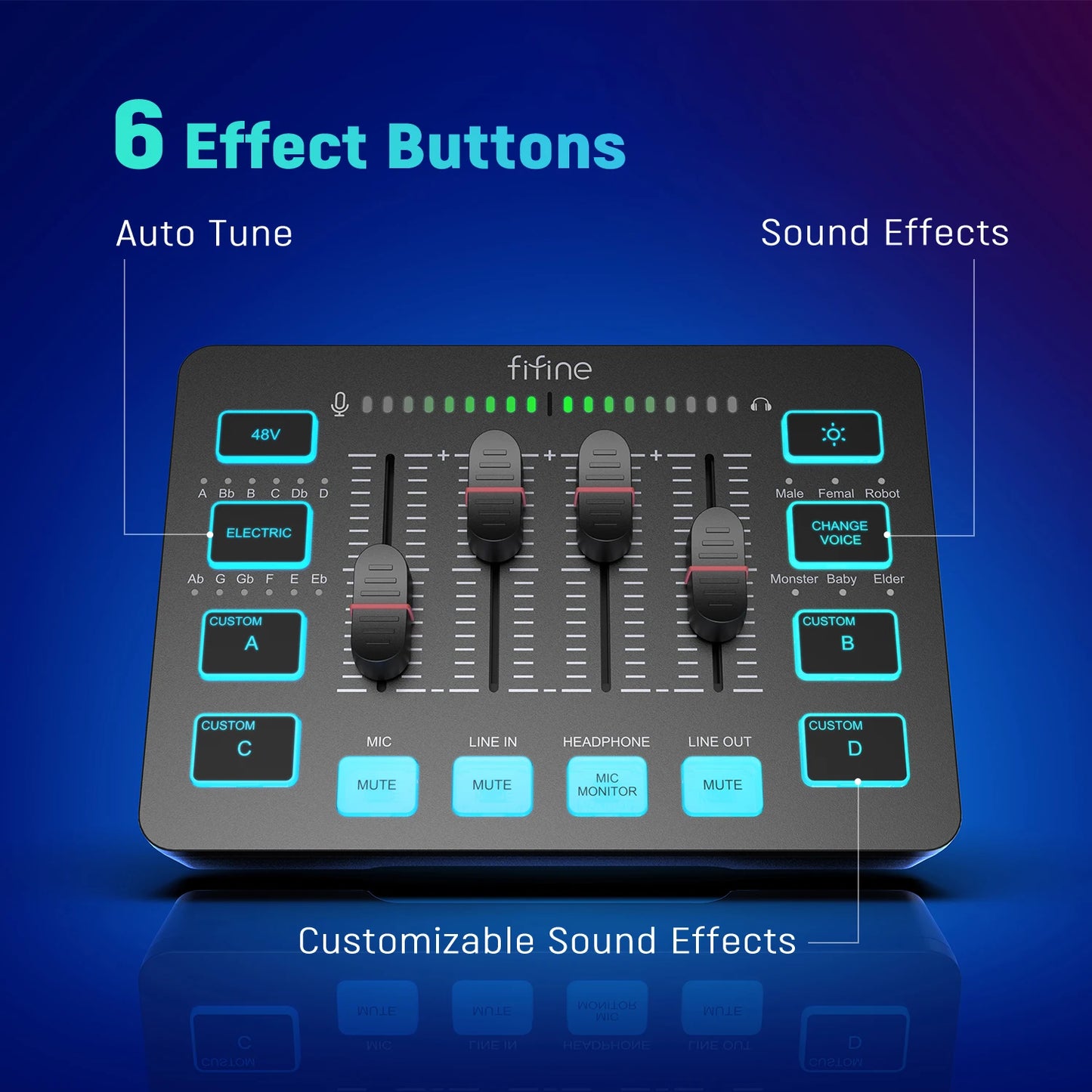 FIFINE Gaming Audio Mixer – AmpliGame SC3 | Mixer RGB 4 Canais para Streaming, Podcast e Game Voice!