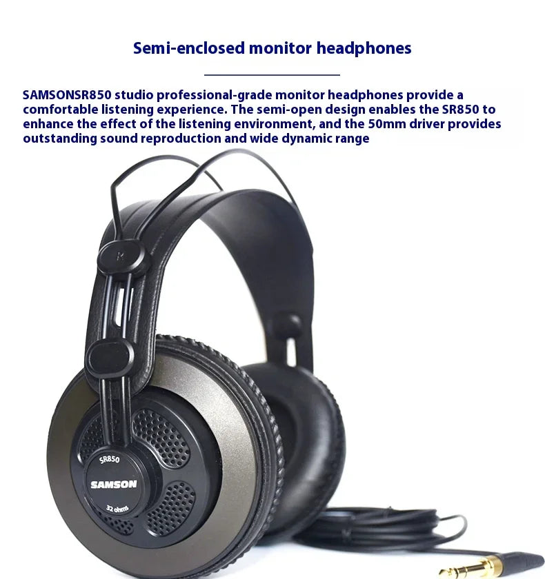 SAMSON SR850 Headphones – Fones de Ouvido Semi-Fechados Profissionais para Gravações