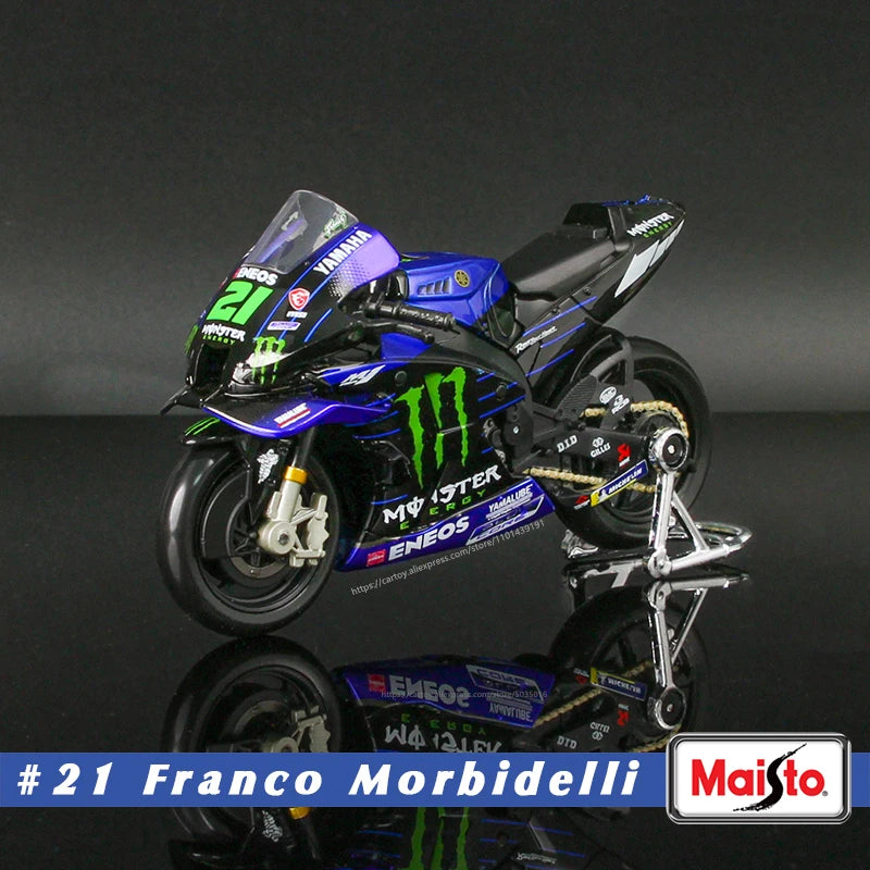 🏍️ Miniatura Moto Yamaha Factory Racing Team 2022 1:18 Maisto – Modelos #21 Morbidelli e #20 Quartararo (Diecast)