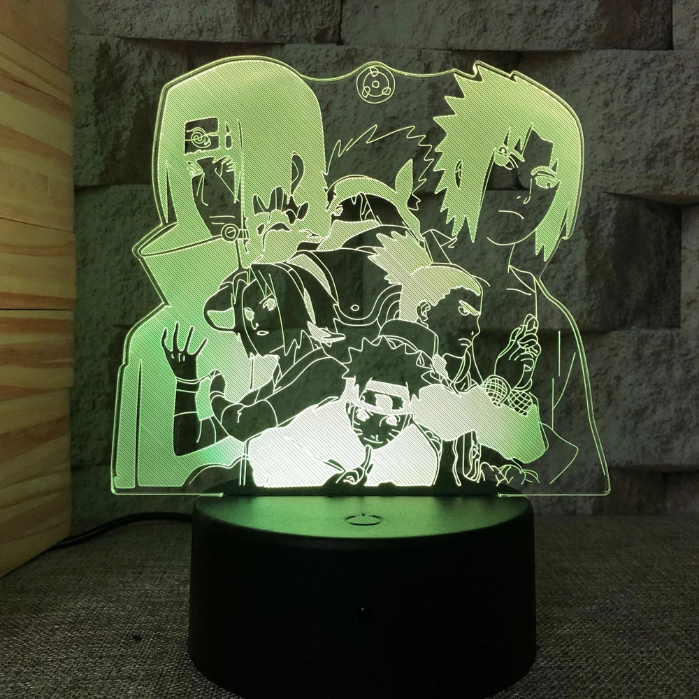 Lâmpada LED Naruto Uzumaki 3D - Akatsuki, Kakashi Hatake e Itachi Uchiha