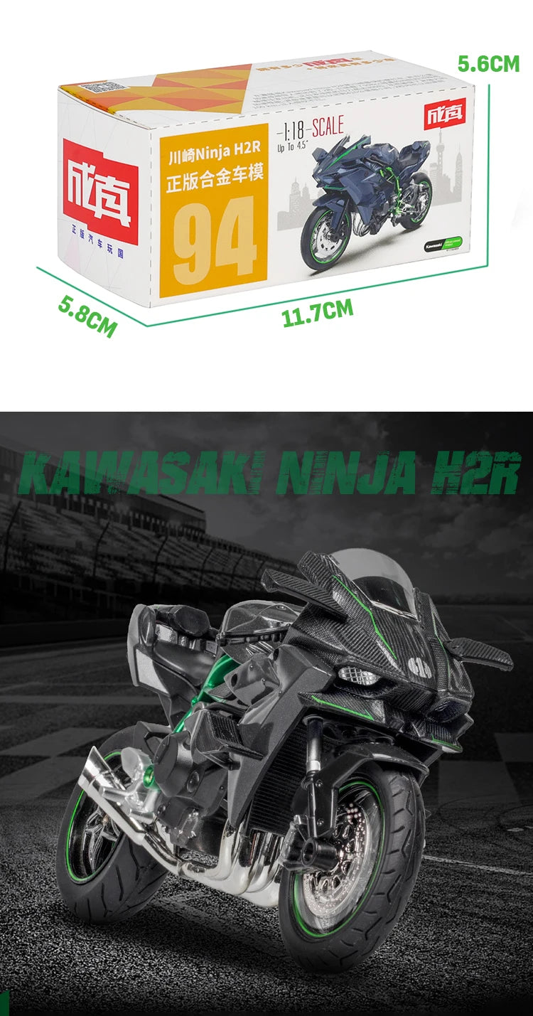 🏍️ Miniaturas de Motos Kawasaki Ninja H2R, Suzuki GSX-R1000 e Yamaha YZF-R1 1:18 MSZ – Modelos Estáticos Colecionáveis (Diecast)